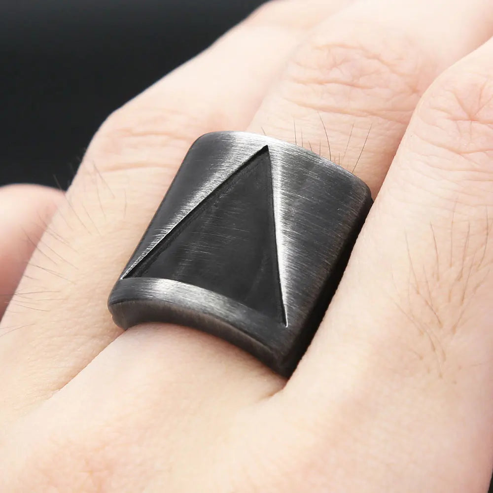 Matte Black Triangle Signet Ring (316L)