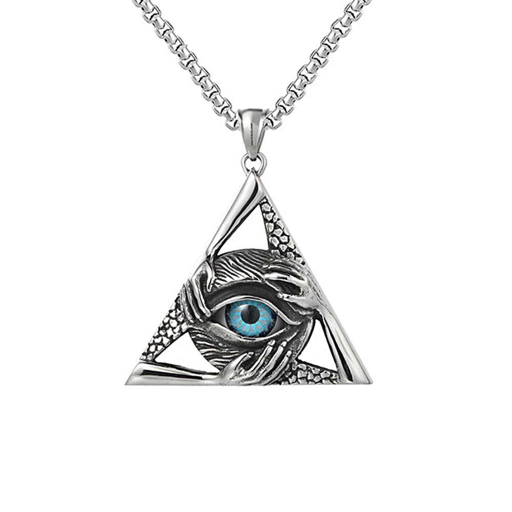 Evil Eye Triangle Pendant Necklace (316L)