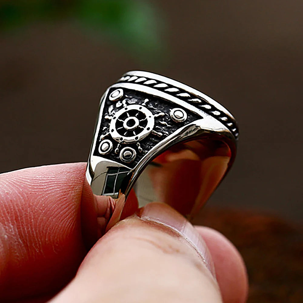 Anillo vintage único de calavera pirata con doble cuchillo, anillo gótico de acero inoxidable con calavera para hombres y niños, amuleto, joyería, regalo, Dropshipping