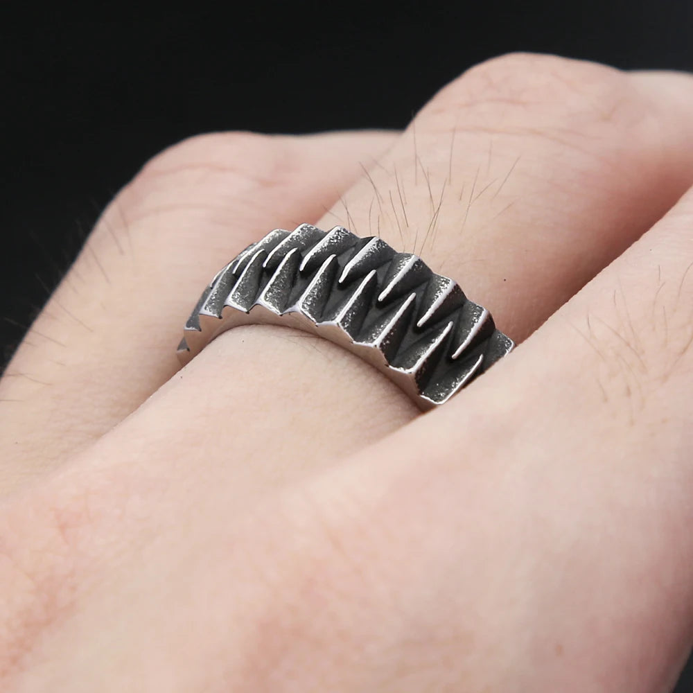 Modische, schlichte geometrische Zahnradringe aus 316L-Edelstahl für Damen und Herren – Punk, Biker, kreativer Vintage-Schmuck mit persönlicher Note (Großhandel)