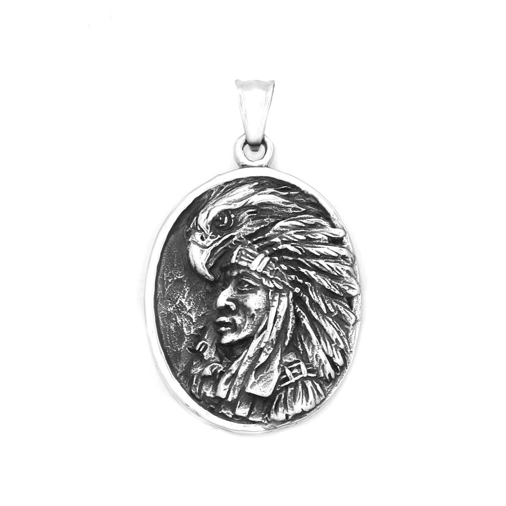 Indian Chief Eagle Pendant Necklace (316L)
