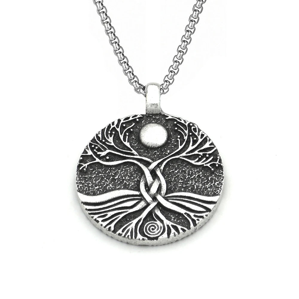 Colgante de árbol de la vida vikingo nórdico vintage de moda para hombre, collar de acero inoxidable Yggdrasils, amuleto, joyería, regalo al por mayor
