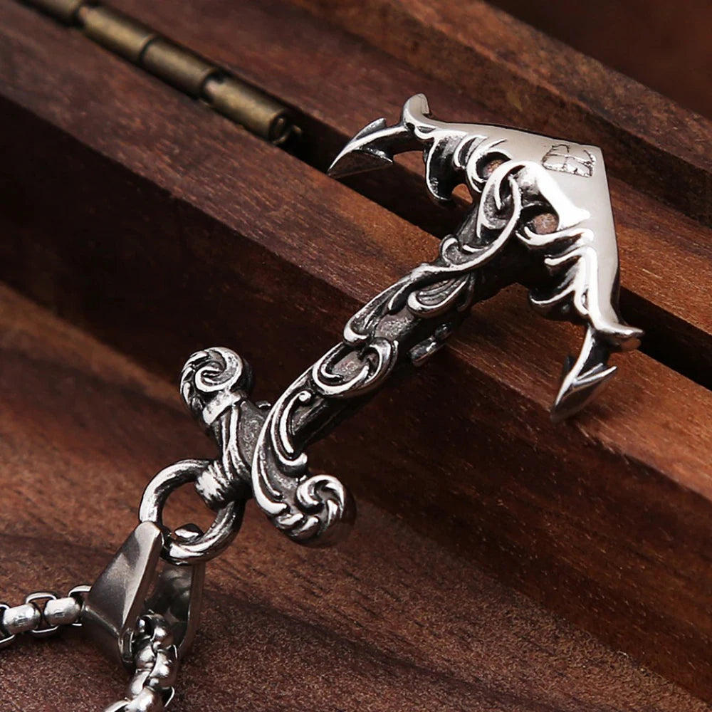 Colgante de ancla vikinga nórdica vintage, estilo punk hip hop, de acero inoxidable 316L, para hombres y mujeres, joyería de moda al por mayor.