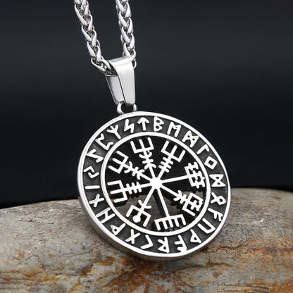 Collar con brújula nórdica vikinga, colgante de runa de acero inoxidable para hombres y mujeres, estilo hueco, amuleto de Odín, joyería, regalos, Dropshipping