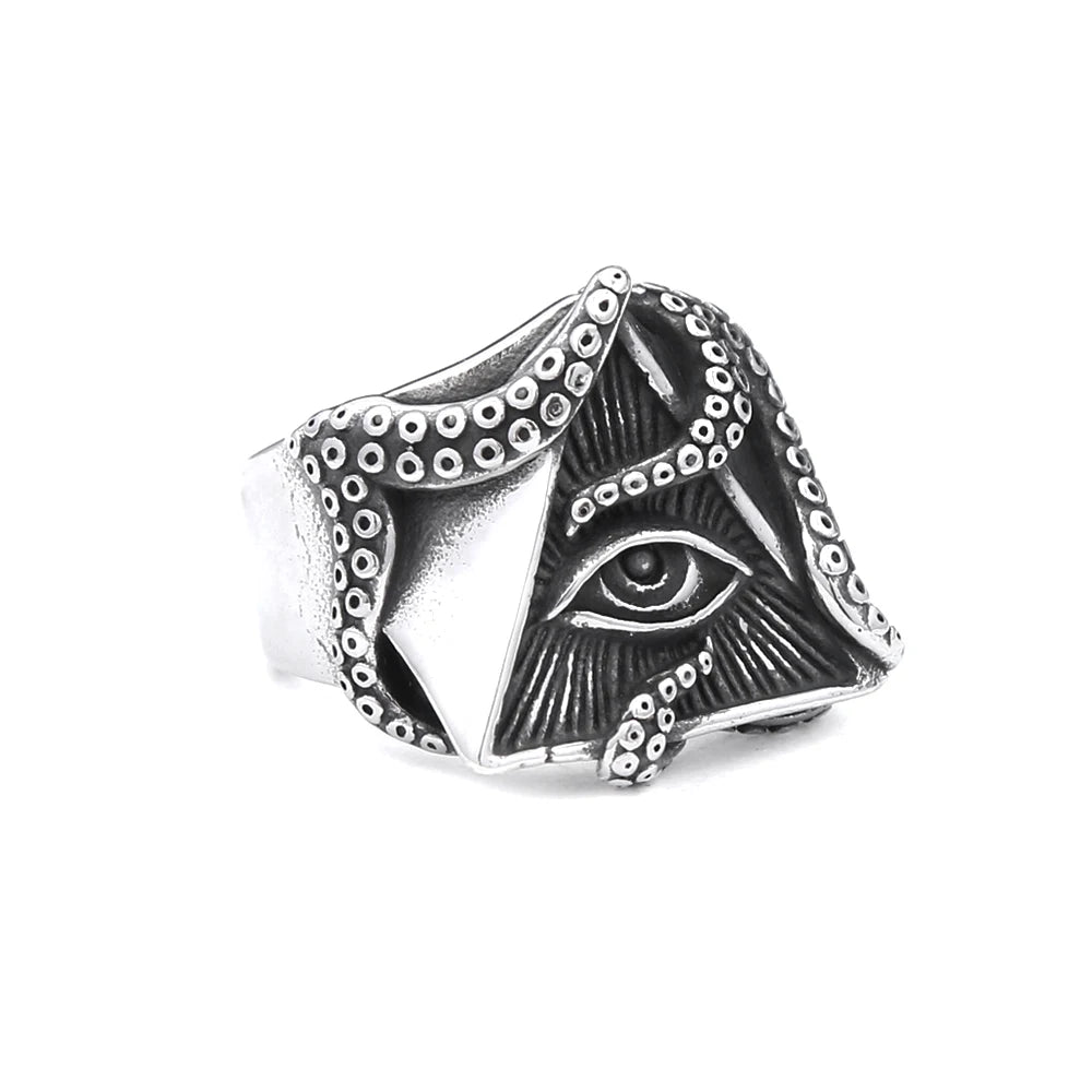 Masonic Octopus Eye Ring (316L)