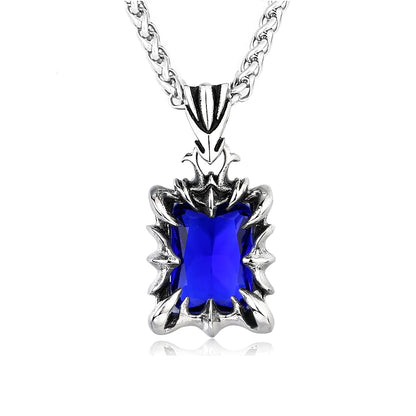 Collar con colgante de piedra de color rojo, negro, azul y verde vintage para hombre y mujer, de acero inoxidable, estilo punk, joyería para parejas, envío directo