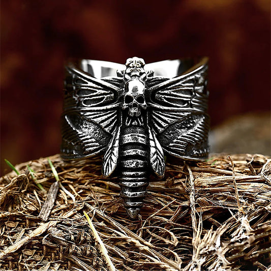 Death Moth Skull Ring (316L)