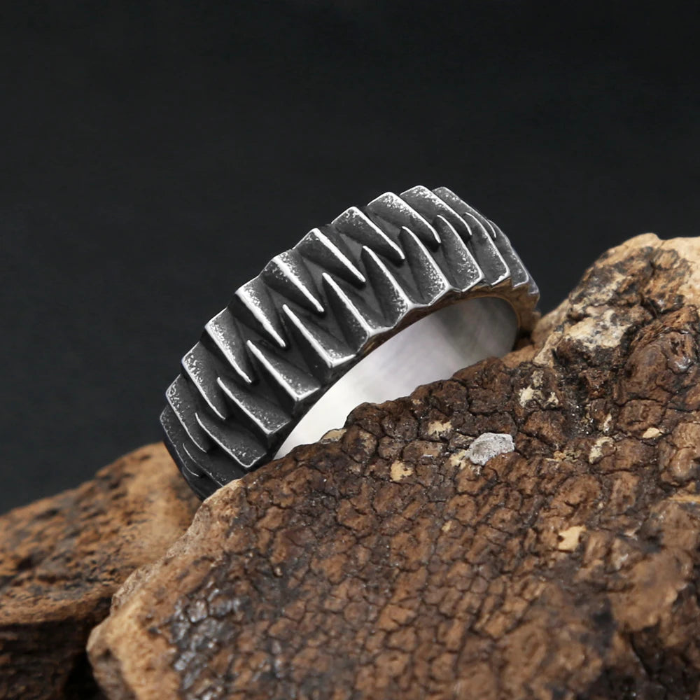 Modische, schlichte geometrische Zahnradringe aus 316L-Edelstahl für Damen und Herren – Punk, Biker, kreativer Vintage-Schmuck mit persönlicher Note (Großhandel)