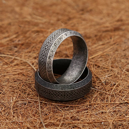 Anillo de runas vikingas vintage simple de moda para hombres y mujeres, anillos de acero inoxidable con nudo celta nórdico, amuleto para pareja, joyería al por mayor