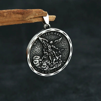 Collar con colgante de arcángel San Miguel Guardián de acero inoxidable vintage para hombre, joyería de moda, cadenas creativas, regalos al por mayor