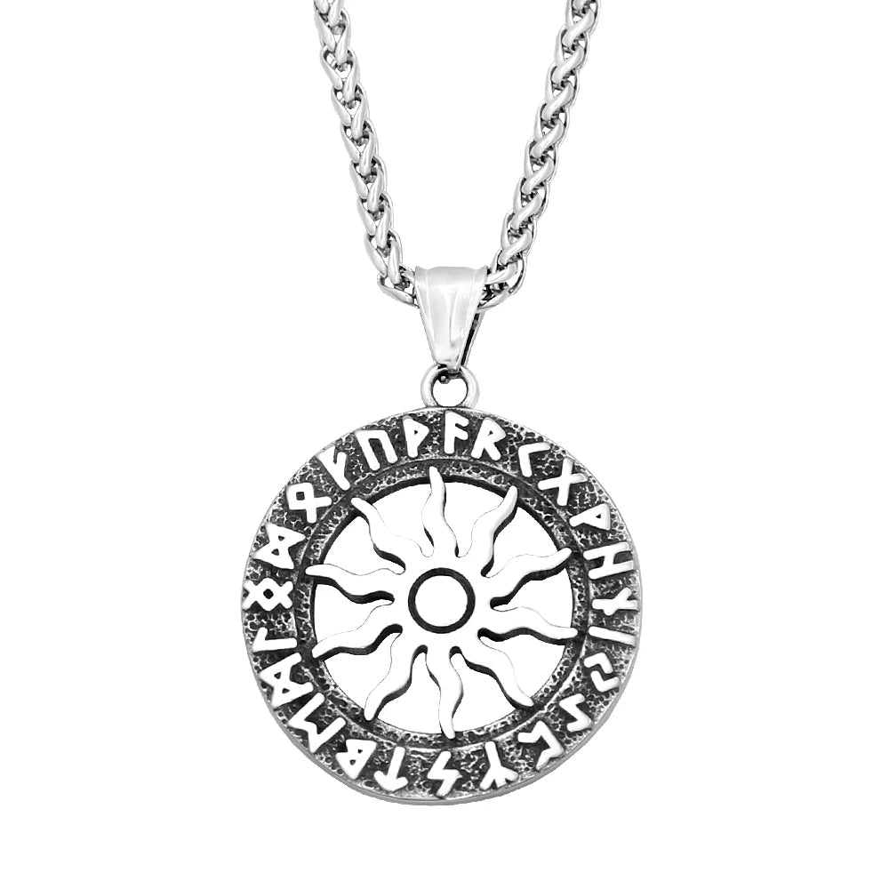 Apollo Sun God Viking Rune Pendant Necklace (316L)