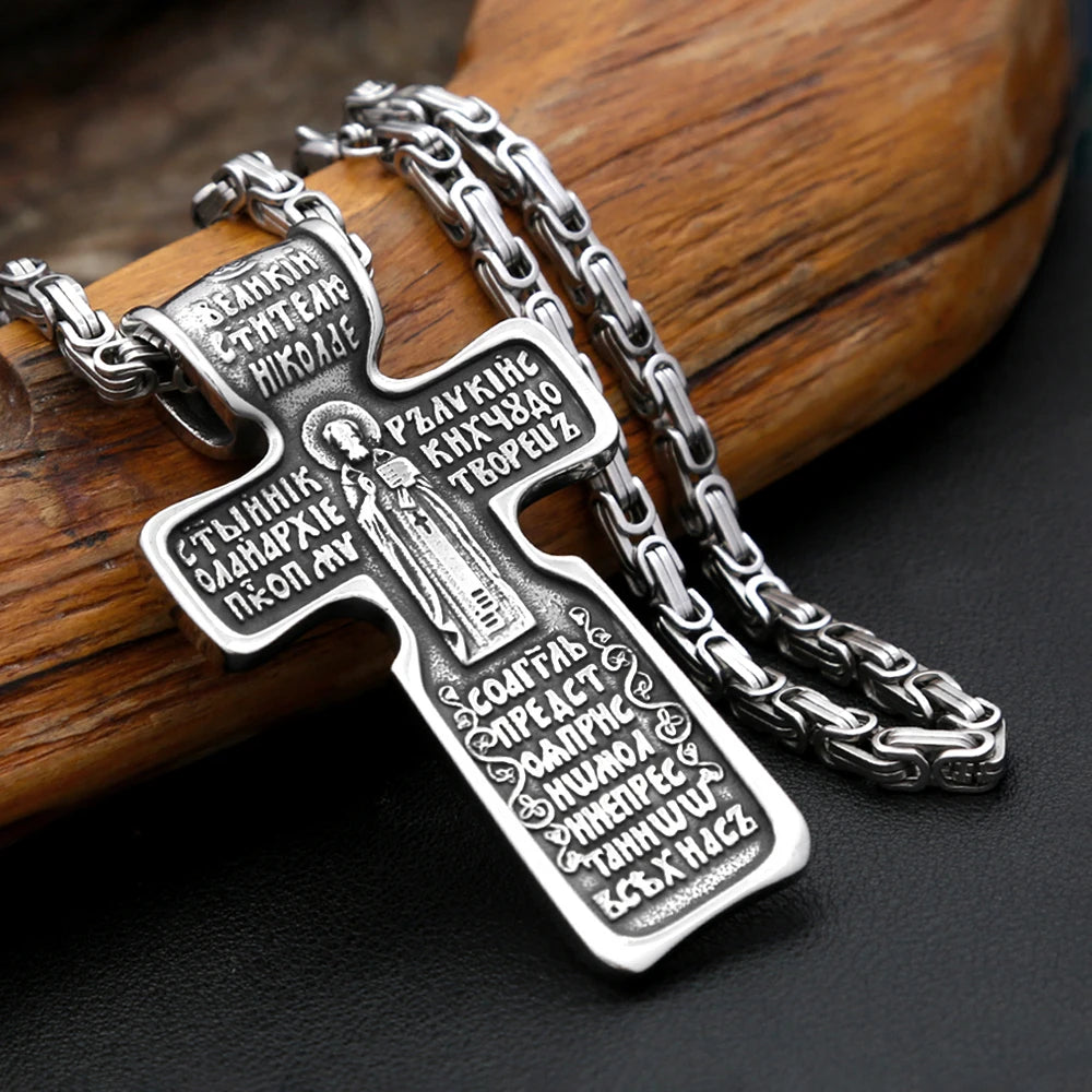 Vintage Jesus-Kreuz-Anhänger-Halsketten für Herren, Edelstahl 316L, religiöse Halskette, modisches Amulett, Punk-Schmuck, Geschenkidee