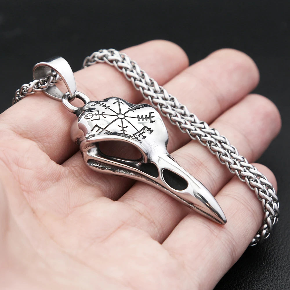Raven Compass Pendant Necklace (316L)