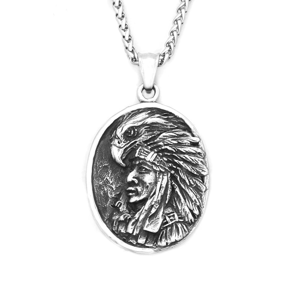 Indian Chief Eagle Pendant Necklace (316L)