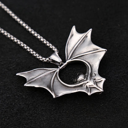Collar con colgante de murciélago punk para hombre y niño, nuevo diseño, de acero inoxidable, estilo motero, amuleto de moda, joyería, envío directo