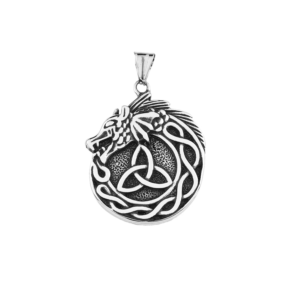 Viking Dragon Celtic Knot Necklace (316L)
