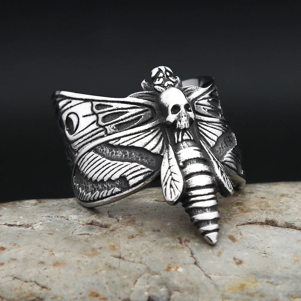 Gothic Butterfly Skull Ring (316L)