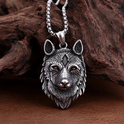 Viking Wolf Head Pendant Necklace (316L)