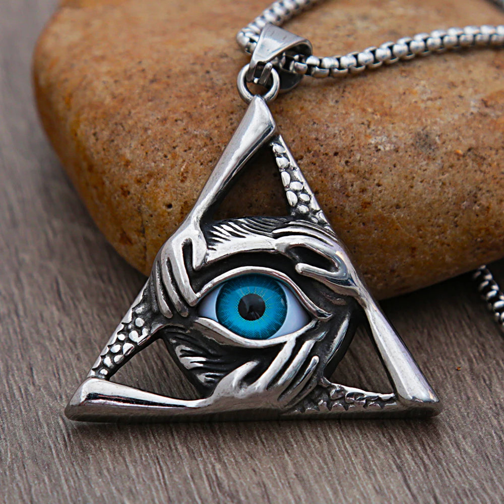 Evil Eye Triangle Pendant Necklace (316L)