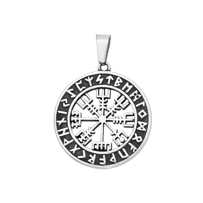 Collar con brújula nórdica vikinga, colgante de runa de acero inoxidable para hombres y mujeres, estilo hueco, amuleto de Odín, joyería, regalos, Dropshipping