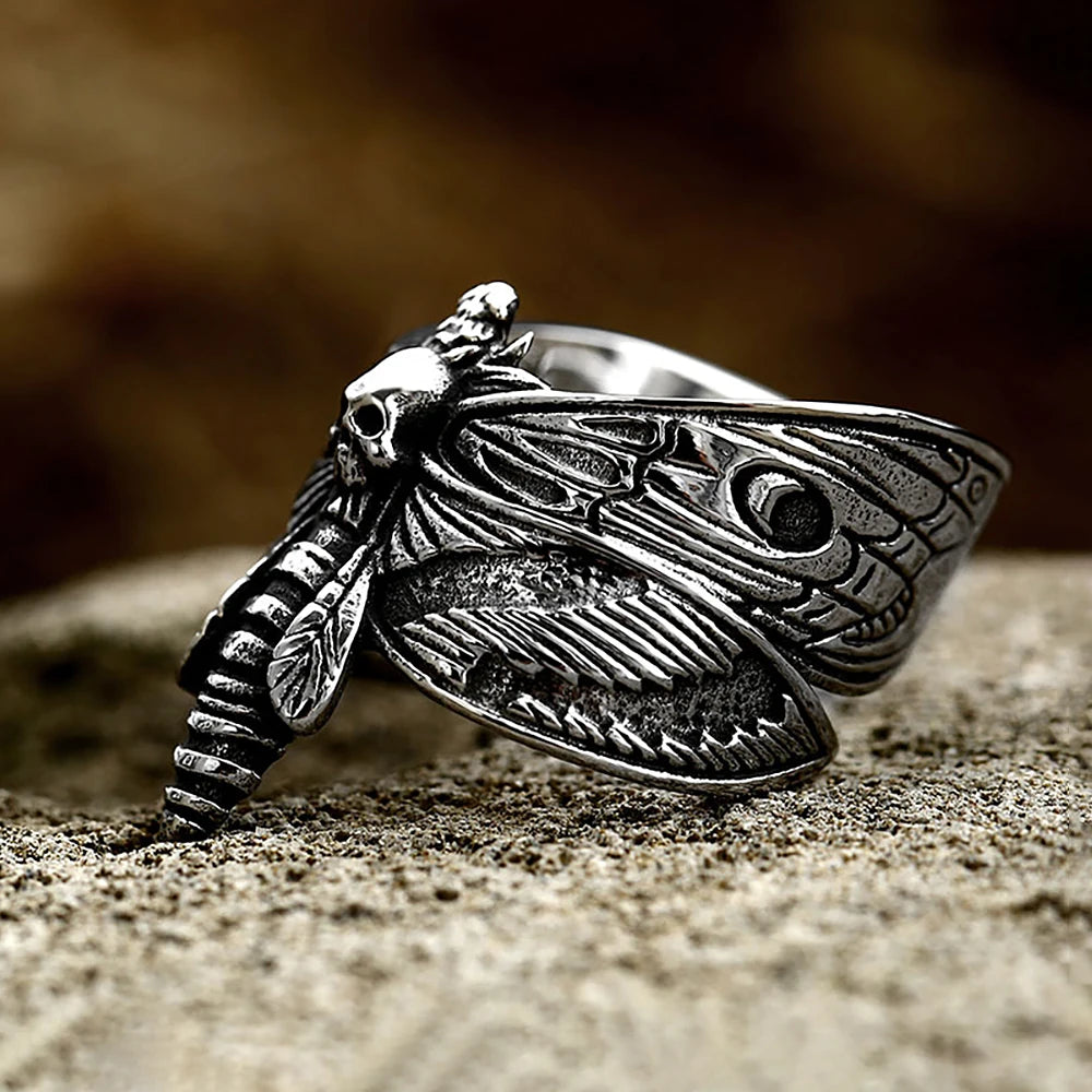 Death Moth Skull Ring (316L)