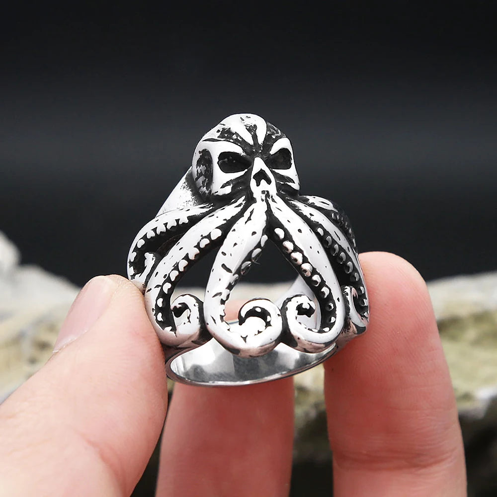 Mythic Octopus Skull Ring (316L)