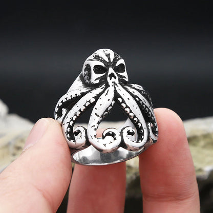 Mythic Octopus Skull Ring (316L)