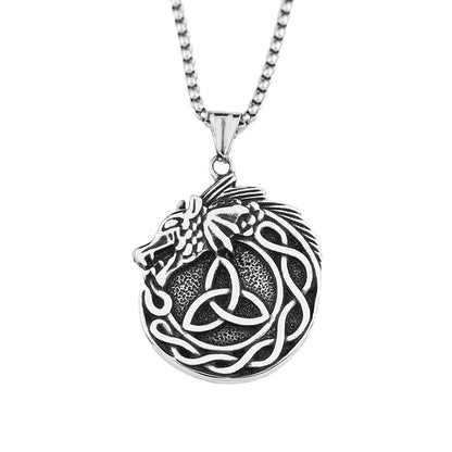 Viking Dragon Celtic Knot Necklace (316L)