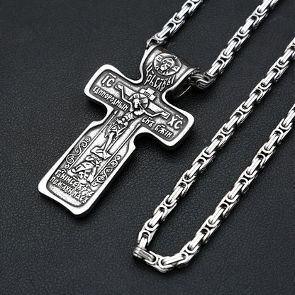 Vintage Jesus-Kreuz-Anhänger-Halsketten für Herren, Edelstahl 316L, religiöse Halskette, modisches Amulett, Punk-Schmuck, Geschenkidee