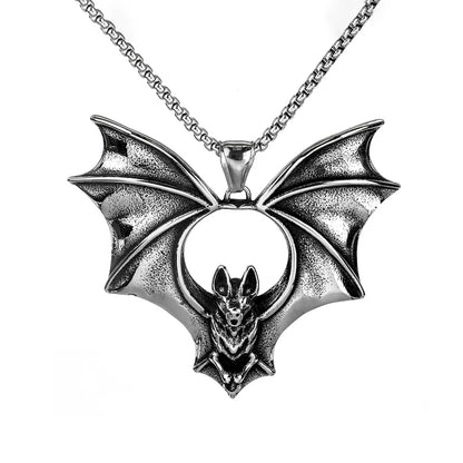 Collar con colgante de murciélago punk para hombre y niño, nuevo diseño, de acero inoxidable, estilo motero, amuleto de moda, joyería, envío directo