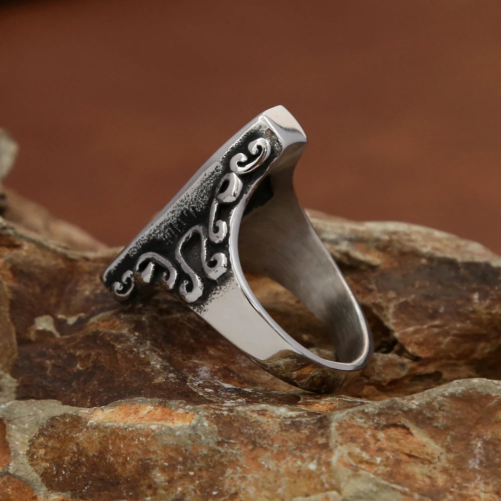 Anillo de calavera de vampiro único retro para hombre, gótico, de acero inoxidable, creativo, ataúd, amuleto de motocicleta, joyería, regalo al por mayor