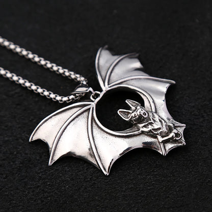 Collar con colgante de murciélago punk para hombre y niño, nuevo diseño, de acero inoxidable, estilo motero, amuleto de moda, joyería, envío directo