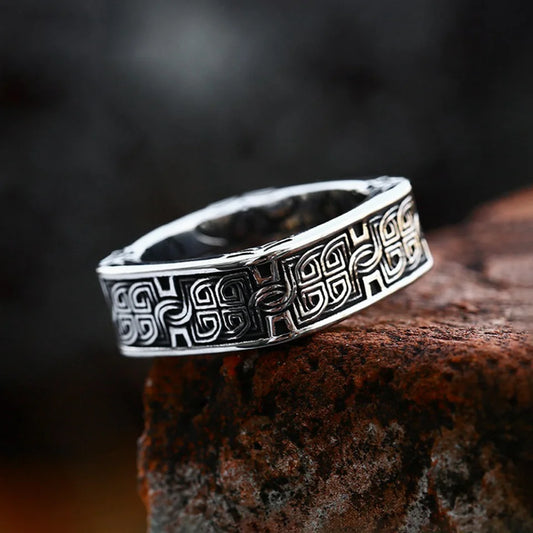 Viking Rune Floral Ring (316L)