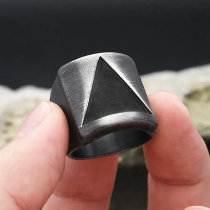 Matte Black Triangle Signet Ring (316L)