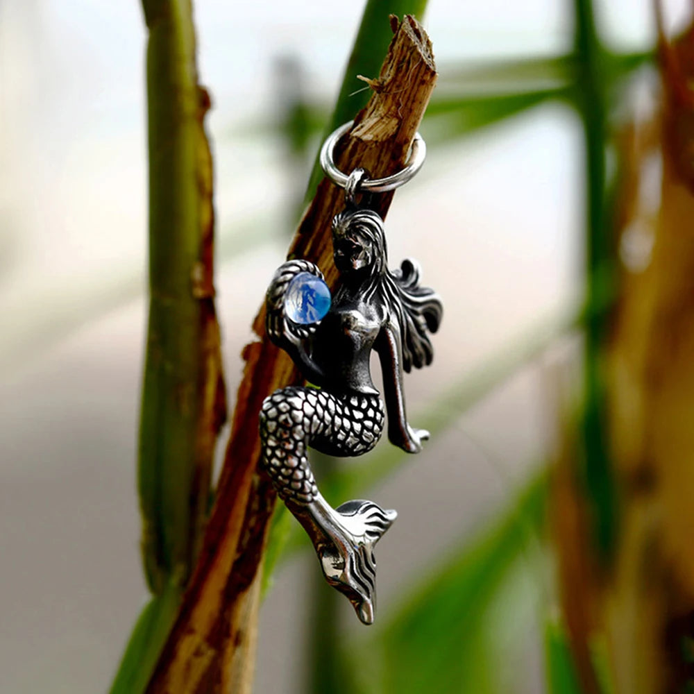 Collar de sirena con diseño creativo de moda retro, estilo punk, de acero inoxidable, para hombres y mujeres, con colgante de animal, joyería única, regalos, envío directo