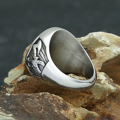 Anillo de brújula vikinga vintage de acero inoxidable para hombres y niños, anillos nórdicos vikingos de doble hacha, amuleto de moda, joyería mitológica, regalos.