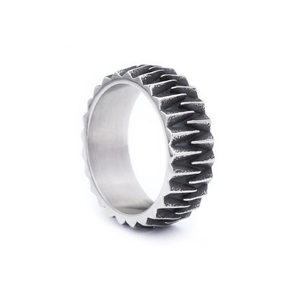 Modische, schlichte geometrische Zahnradringe aus 316L-Edelstahl für Damen und Herren – Punk, Biker, kreativer Vintage-Schmuck mit persönlicher Note (Großhandel)