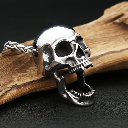 Gothic Polished Skull Pendant Necklace (316L)