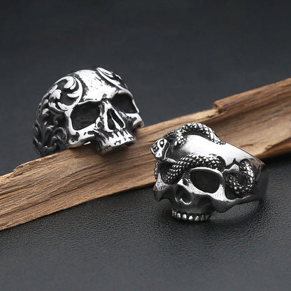 Anillos de calavera de acero inoxidable 316L góticos vintage para hombres y mujeres, estilo punk, hip hop, motocicleta, joyería, regalos de Halloween, triangulación de envíos