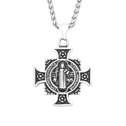 Vintage Saint Benedict Cross Pendant Necklace (316L)