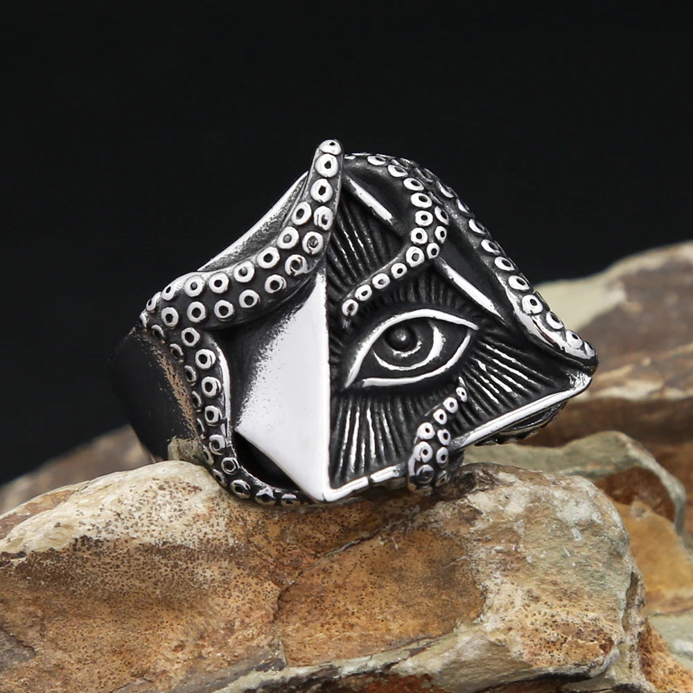 Masonic Octopus Eye Ring (316L)