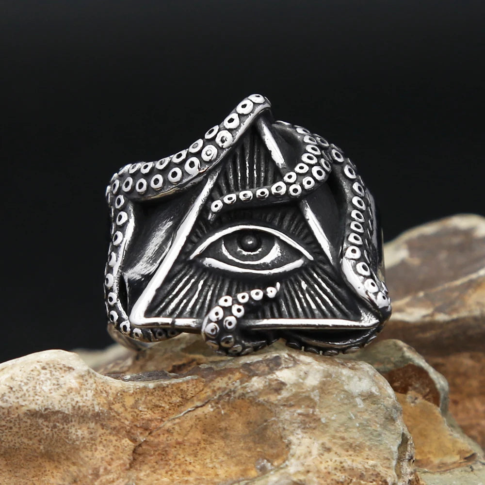 Masonic Octopus Eye Ring (316L)