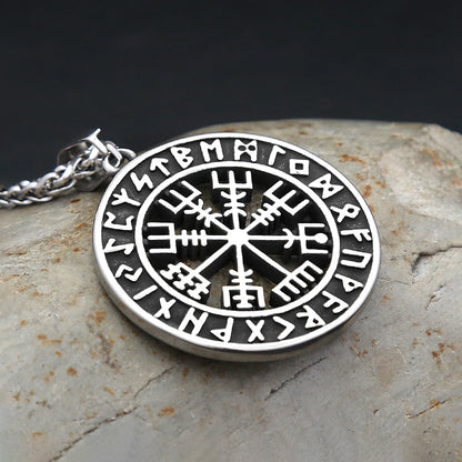 Collar con brújula nórdica vikinga, colgante de runa de acero inoxidable para hombres y mujeres, estilo hueco, amuleto de Odín, joyería, regalos, Dropshipping