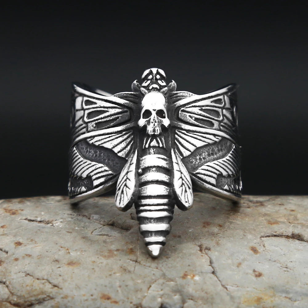 Gothic Butterfly Skull Ring (316L)