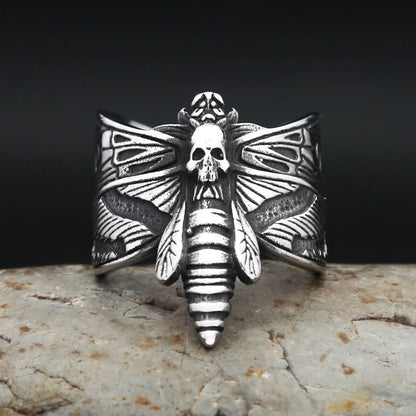 Gothic Butterfly Skull Ring (316L)