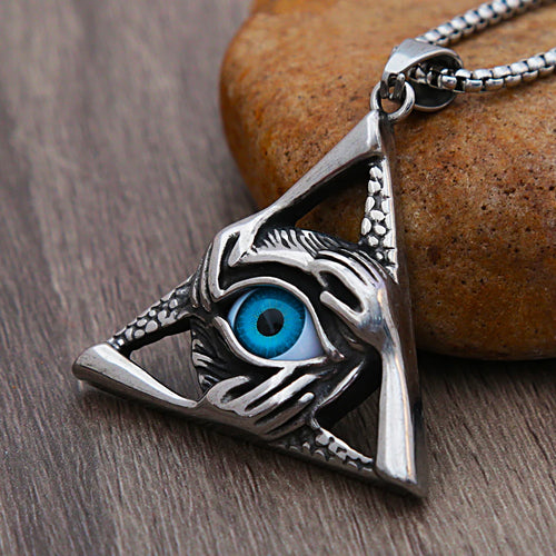 Evil Eye Triangle Pendant Necklace (316L)