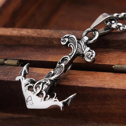 Colgante de ancla vikinga nórdica vintage, estilo punk hip hop, de acero inoxidable 316L, para hombres y mujeres, joyería de moda al por mayor.