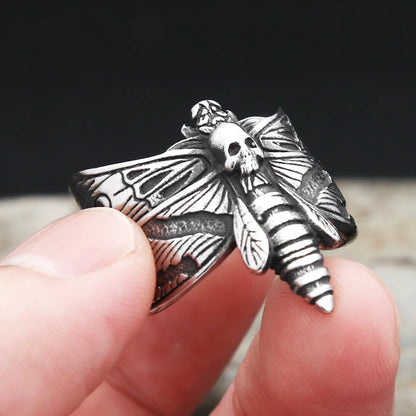 Gothic Butterfly Skull Ring (316L)