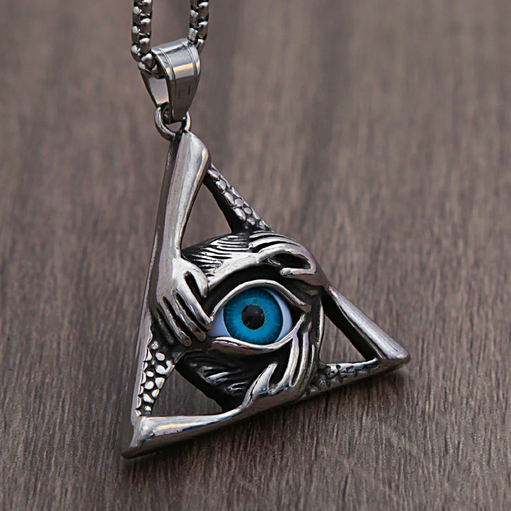 Evil Eye Triangle Pendant Necklace (316L)