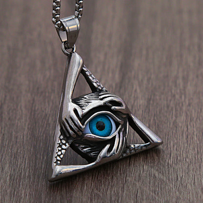 Evil Eye Triangle Pendant Necklace (316L)